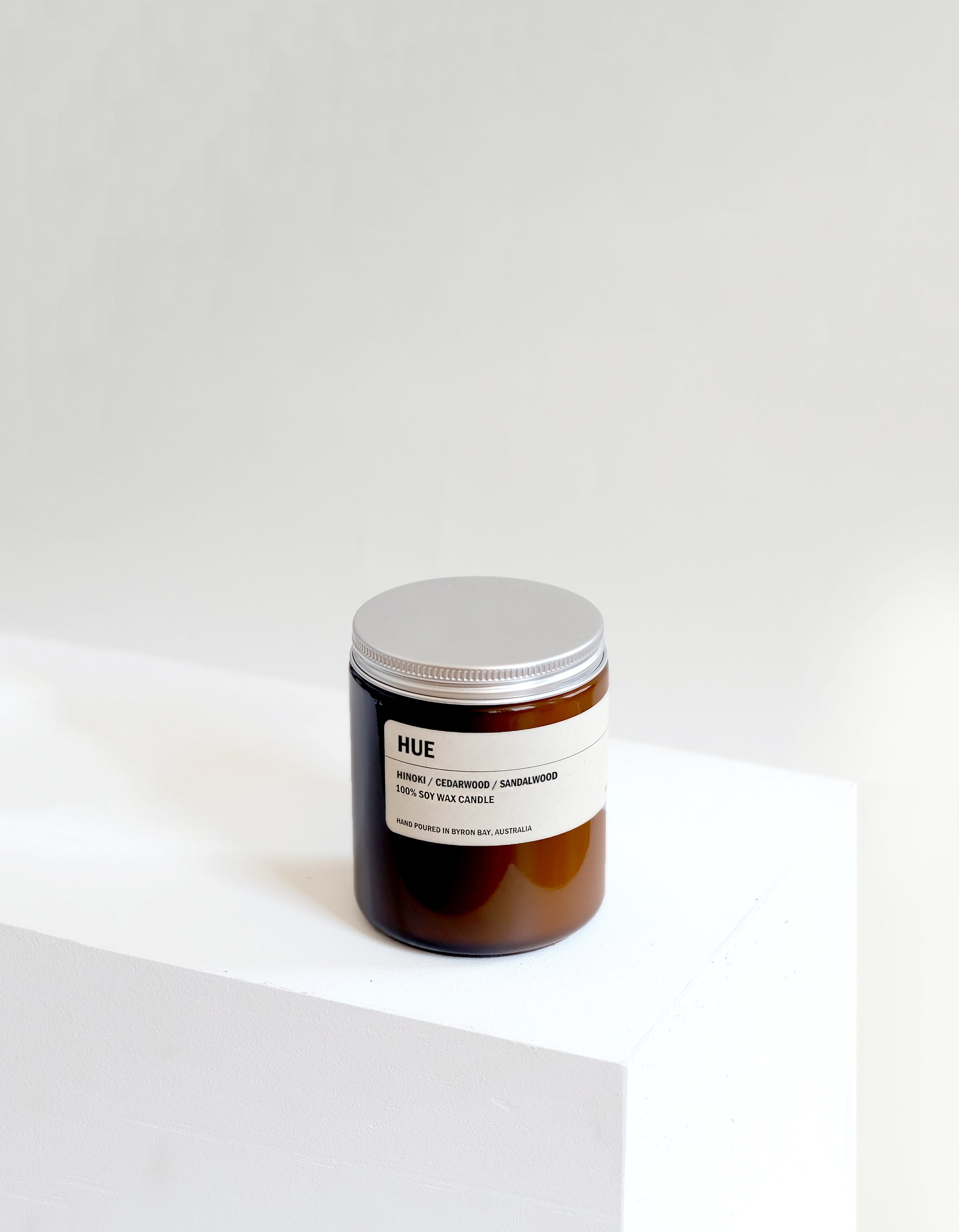 HUE: Hinoki / Cedarwood / Sandalwood Small Amber Candle 250g